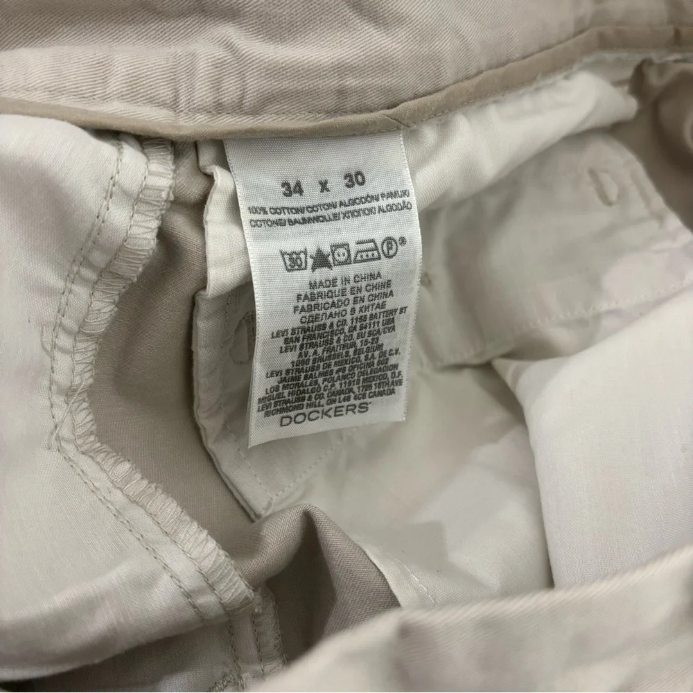 Dockers Mens Khaki‎ Pants Relaxed Fit Casual Cotton Blend Chinos 34x30